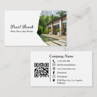 Modern Guest House QR Code Vacation Rental Photo Business Card