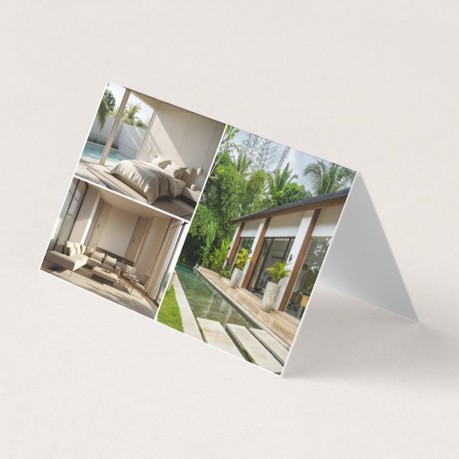 Modern Guest House Vacation Rental Three Photo Business Card (Front)