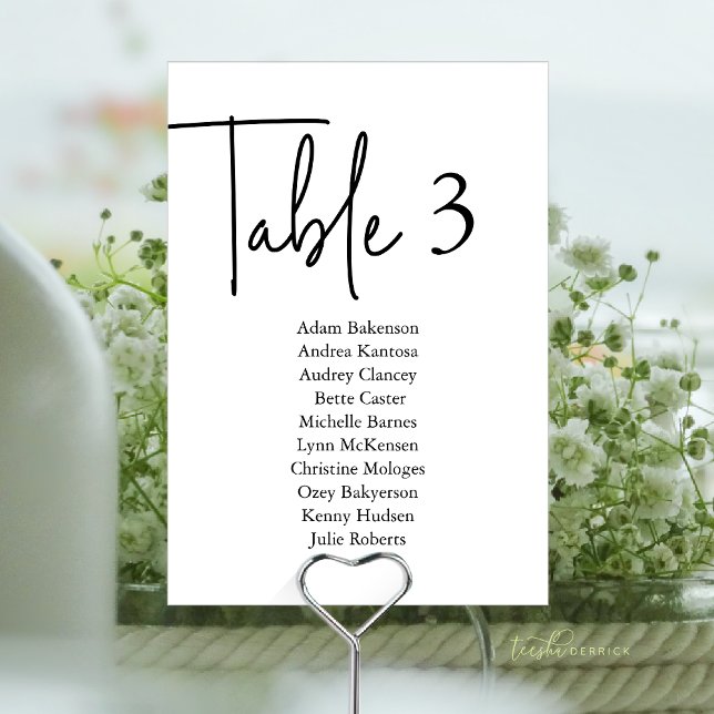 Modern Guest Seating Chart Table N, Wedding Dinner Table Number (Modern Guest Seating Chart Table N, Wedding Dinner Table Number Card)