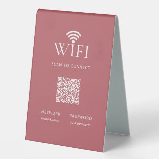 Modern Guest WiFi Password QR Code Dusty Red