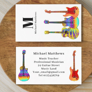 Modern Guitar Music Teacher Professional Musician Business Card