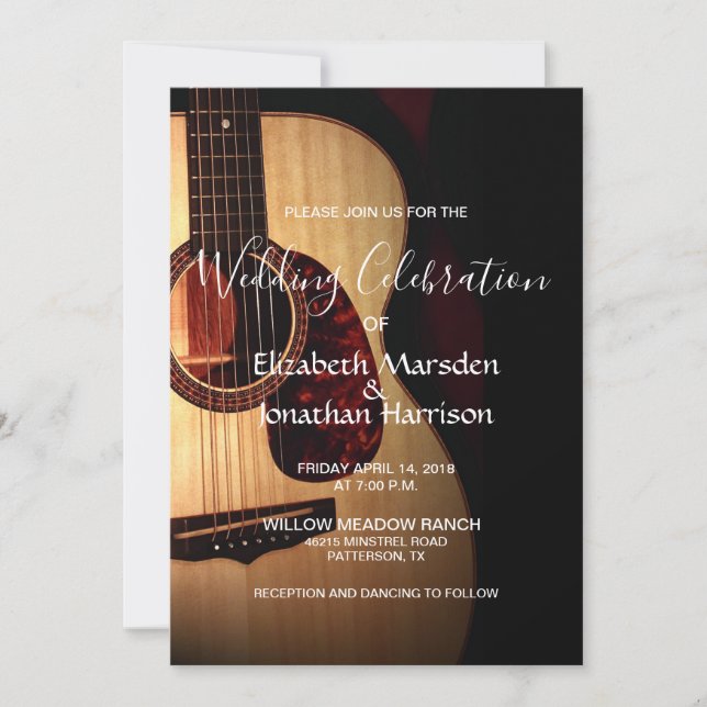 Modern Guitar Musical Musician Wedding Invitation (Front)