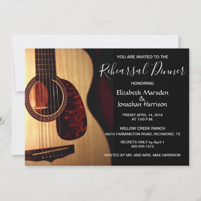 Modern Guitar Musical Rehearsal Dinner Invitation (Front)