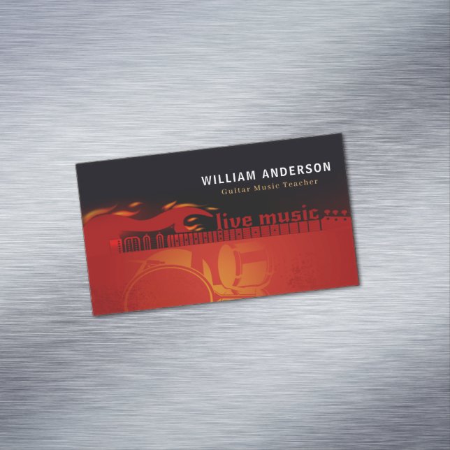 Modern Guitar Teacher Electric & Acoustic Lessons  Magnetic Business Card (In Situ)