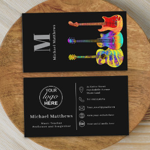Modern Guitar Teacher Musician Logo Social Media Business Card