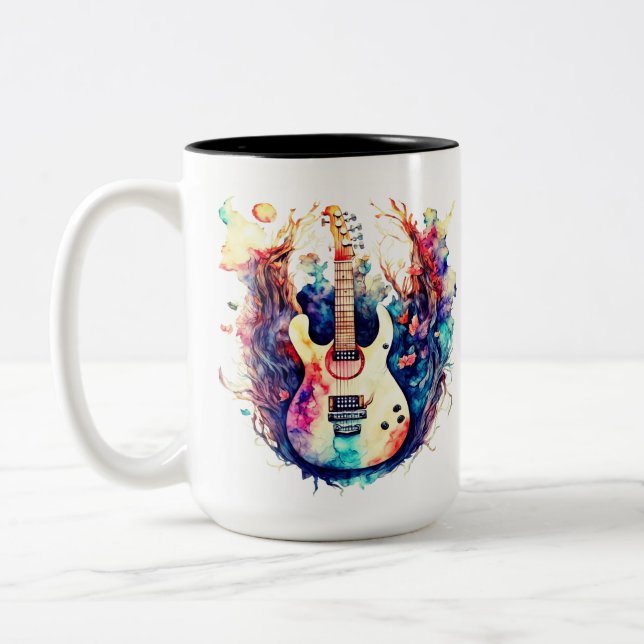 Modern guitar  Two-Tone coffee mug (Left)