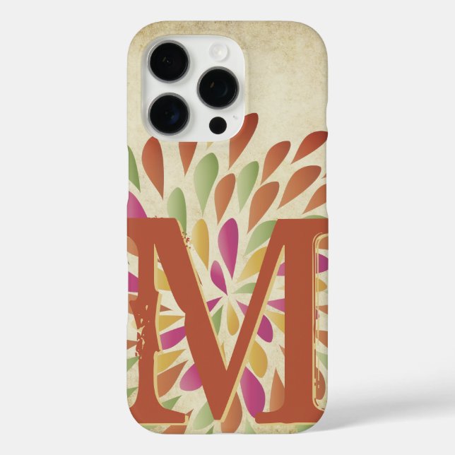 Modern Gum Drop Flower Pink Orange Monogram Case-Mate iPhone Case (Back)