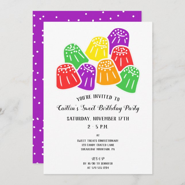 Modern Gumdrops Candy Sweet Birthday Party Invitation (Front/Back)