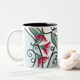 Modern Gumnut Design with pale blue background Two-Tone Coffee Mug