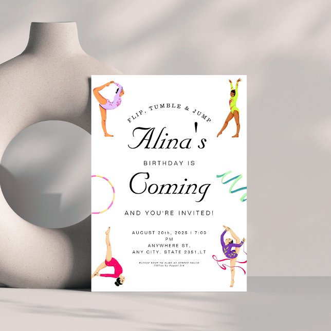 Modern Gymnastics Birthday Party Invitation (Creator Uploaded)