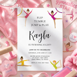 Modern Gymnastics Birthday Party Minimalist Invitation