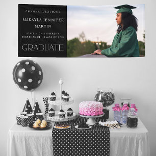 Modern H Photo Graduate Banner - Black