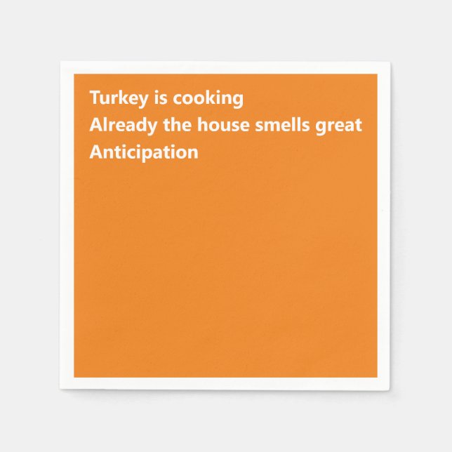 Modern Haiku Poem Minimal Orange Thanksgiving Napkin (Front)