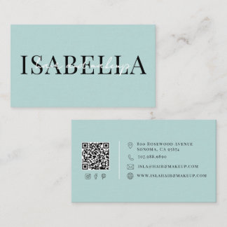 Modern Hair And Makeup Artist Aqua Blue Business Card