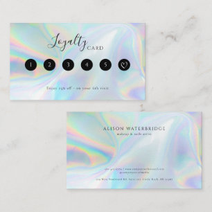 Modern Hair and Makeup Salon Iridescent Business Loyalty Card