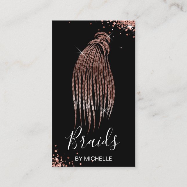 Modern Hair Braider, hair Salon for Braids Busines Business Card (Front)