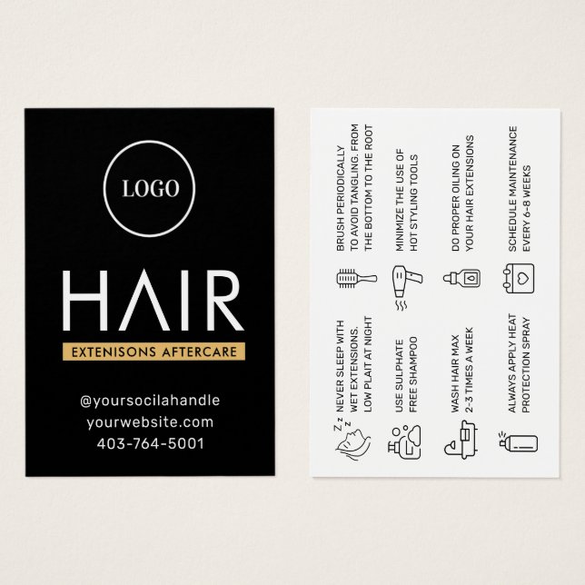  Modern Hair Extensions Aftercare Advice Card (Front & Back)