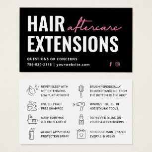 Modern Hair Extensions Aftercare Business Card
