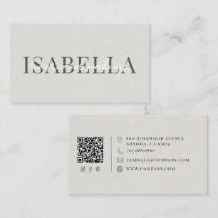 Modern Hair Makeup Artist Faux Linen Script Photo Business Card