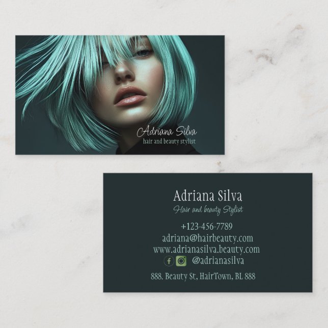 Modern Hair Salon Business Cards hairdresser (Front/Back)