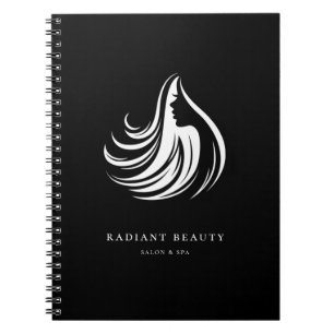 Modern Hair Salon Feminine Silhouette Logo Notebook