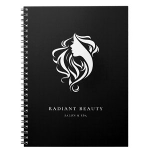 Modern Hair Salon Feminine Silhouette Logo Notebook