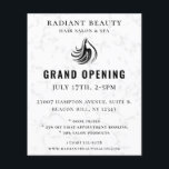 Modern Hair Salon Logo Event Flyer<br><div class="desc">Elegant and modern hair salon feminine profile silhouette logo,  event flyer. Soft grey marble backing on front with coordinating black colour backing. Multiple template text lines for event info,  company name,  website etc..</div>