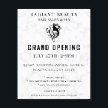 Modern Hair Salon Logo Event Flyer<br><div class="desc">Elegant and modern hair salon feminine profile silhouette logo,  event flyer. Soft grey marble backing on front with coordinating black color backing. Multiple template text lines for event info,  company name,  website etc..</div>