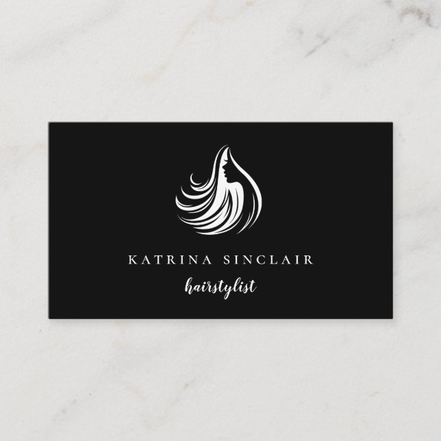 Modern Hair Salon Logo Professional Business Card (Front)