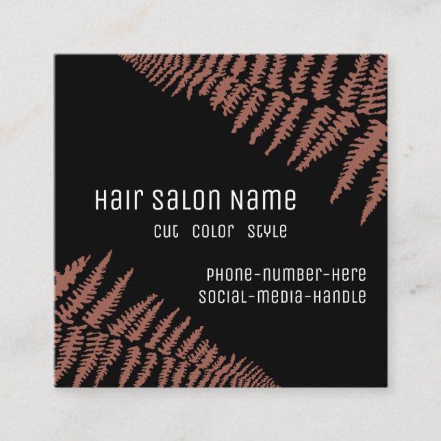Modern Hair Salon | Mauve Ferns - Square Business Card (Front)