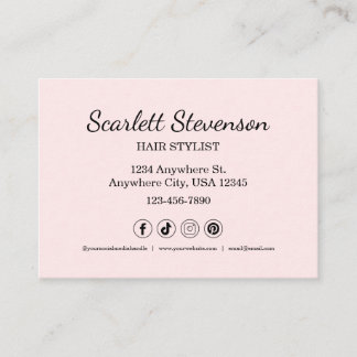 Modern Hair Salon Pink Blush Business QR Card