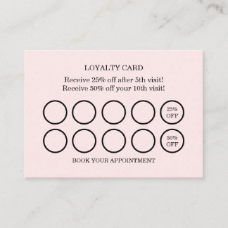 Modern Hair Salon Pink Blush Loyalty Reward Business Card