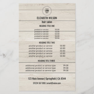 Modern Hair Salon Service  Card – Wood Background