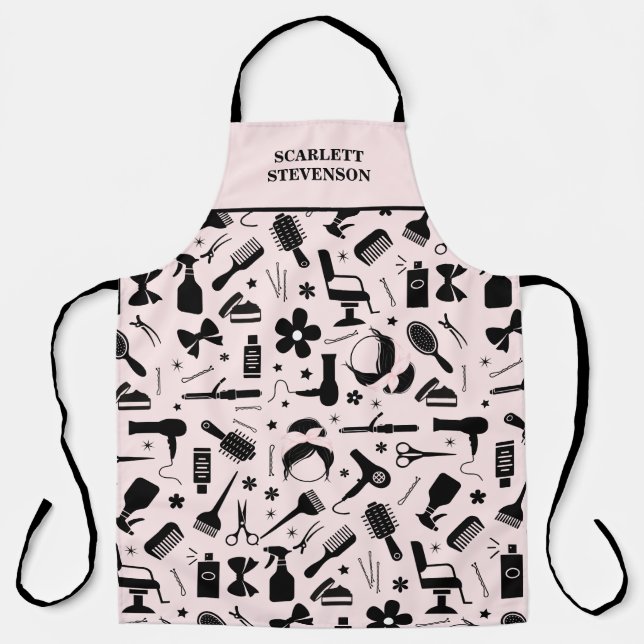 Modern Hair Salon Stylish Pink Blush Apron (Front)