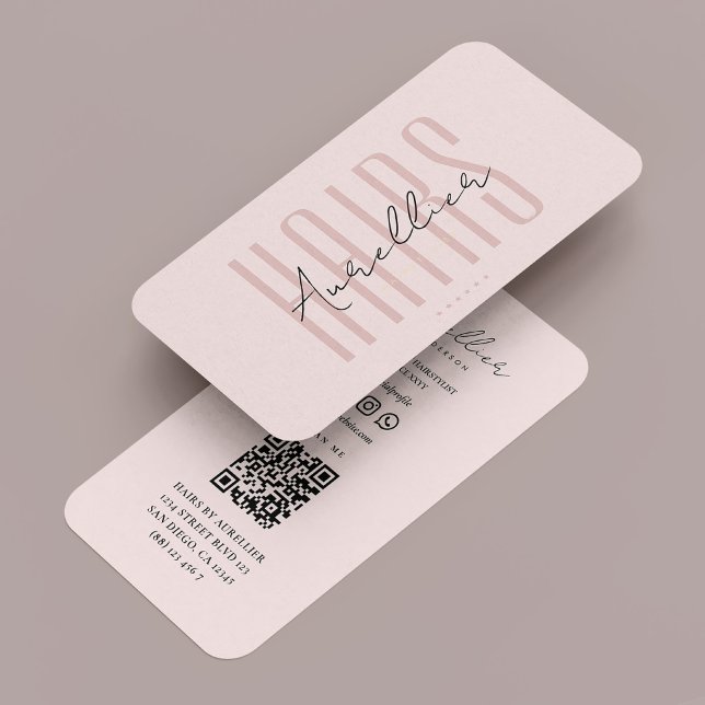 Modern Hair Stylist Aesthetic Pink Hairstylist Business Card (Modern Hair Stylist Aesthetic Pink Hairstylist Business Card
)