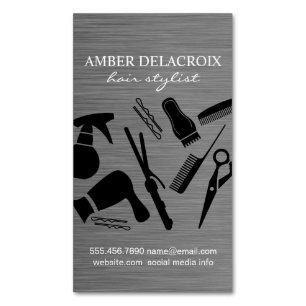 Modern Hair Stylist Barber Magnetic Business Card