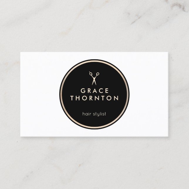 Modern Hair Stylist Black and White Salon Business Card (Front)