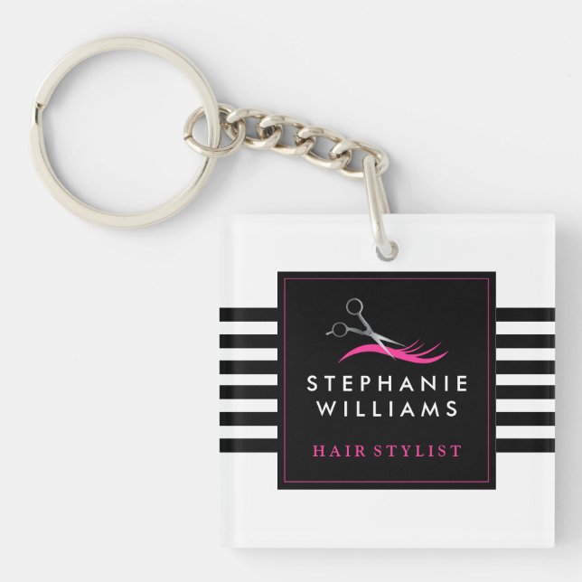 Modern Hair Stylist Keychain (Front)