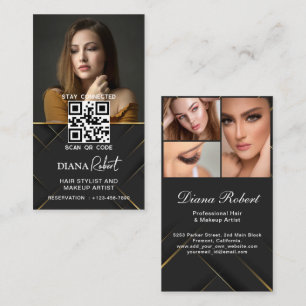 Modern hair stylist Makeup Artist Beauty Salon qr Business Card