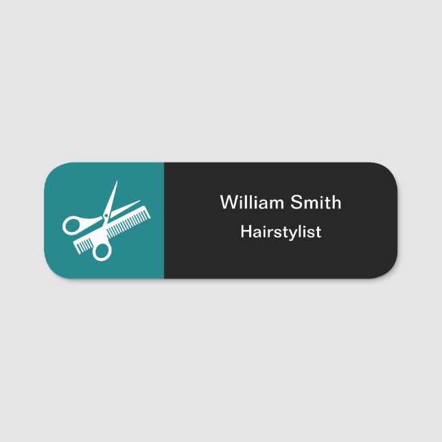 Modern Hair Stylist Name Tag (Front)