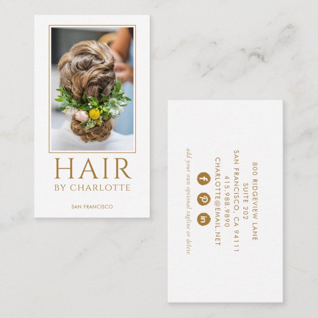Modern Hair Stylist Photo Business Card (Front/Back)