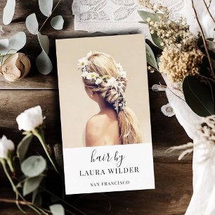 Modern Hair Stylist Photo Business Card