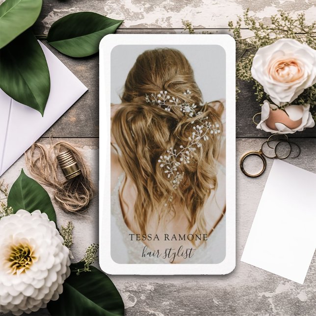 Modern Hair Stylist Photo Business Card (Creator Uploaded)