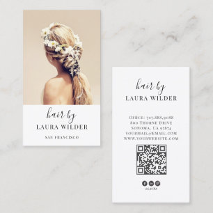 Modern Hair Stylist Photo QR Code Business Card