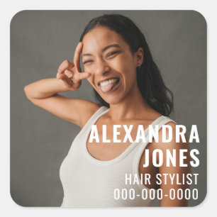 Modern Hair Stylist Salon Business Square Sticker
