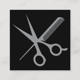 Modern Hair Stylist Scissors Comb Square Business Card