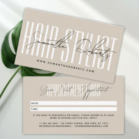 Modern hair stylist script typography beige