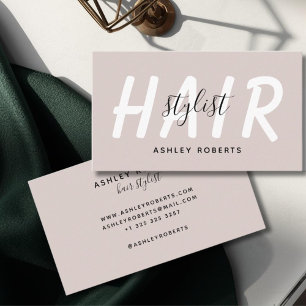 Modern hair stylist tan business card