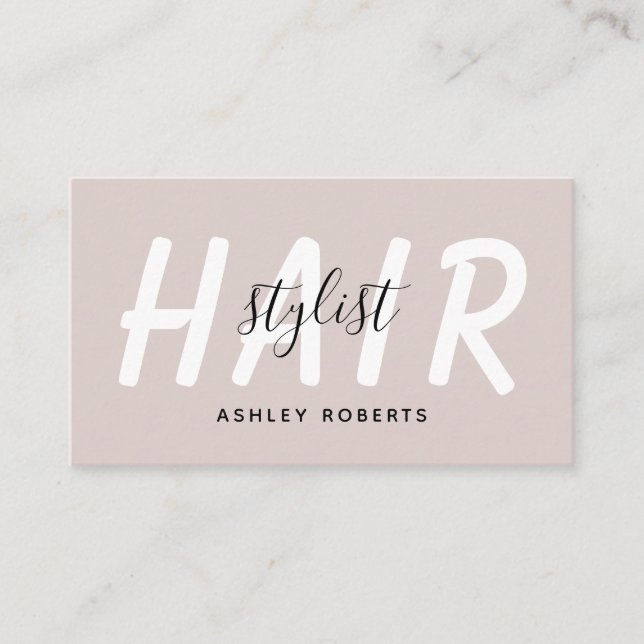 Modern hair stylist tan  business card (Front)