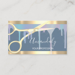 Modern Hairdresser Coiffeur Scissors Smoky Blue Business Card